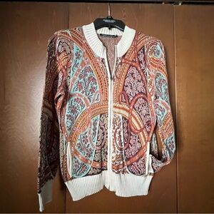 Peruvian Connection Pima Cotton Zip Front Cardigan XS Lightweight
